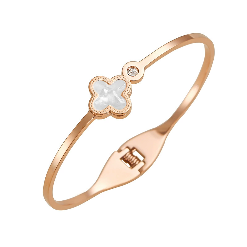 Гипоаллерген bracelet женское из нержавеющей стали, четырёхлистный клевер, оптом, (Торговля через границу), инфлюенсер