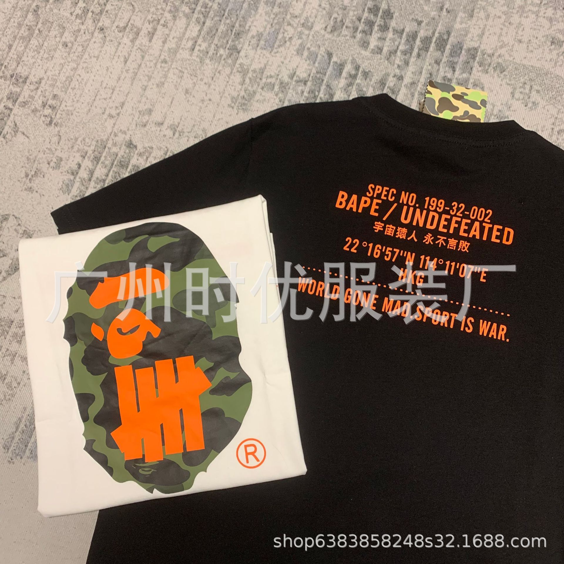 Bap * 五道棒潮牌半袖tシャツ猿人図案プリント人気の新型百合男女同一上着