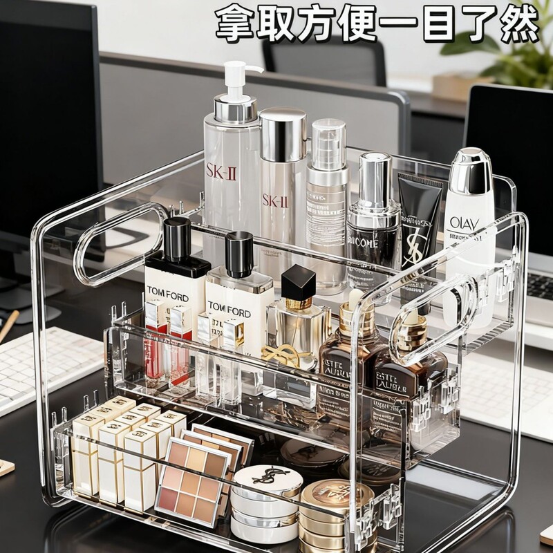 Cosmetic Storage Box Desktop Dressing Table Transparent Acrylic Ladder Multi-Layer Perfume Lipstick Skin Care Product Storage Rack