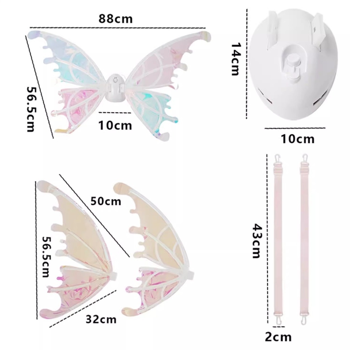 El genio de las alas luminosas eléctricas totalmente automáticas luminosas se moverán mariposa accesorios de espalda con lámpara juguetes para niños y niñas