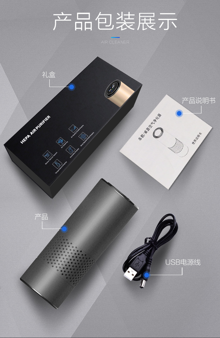 Car Air Purifier Filter Element for Formaldehyde Removal, Indoor Disinfection and Purification, Handheld Sensor, Wholesale Car-Use Negative Ions