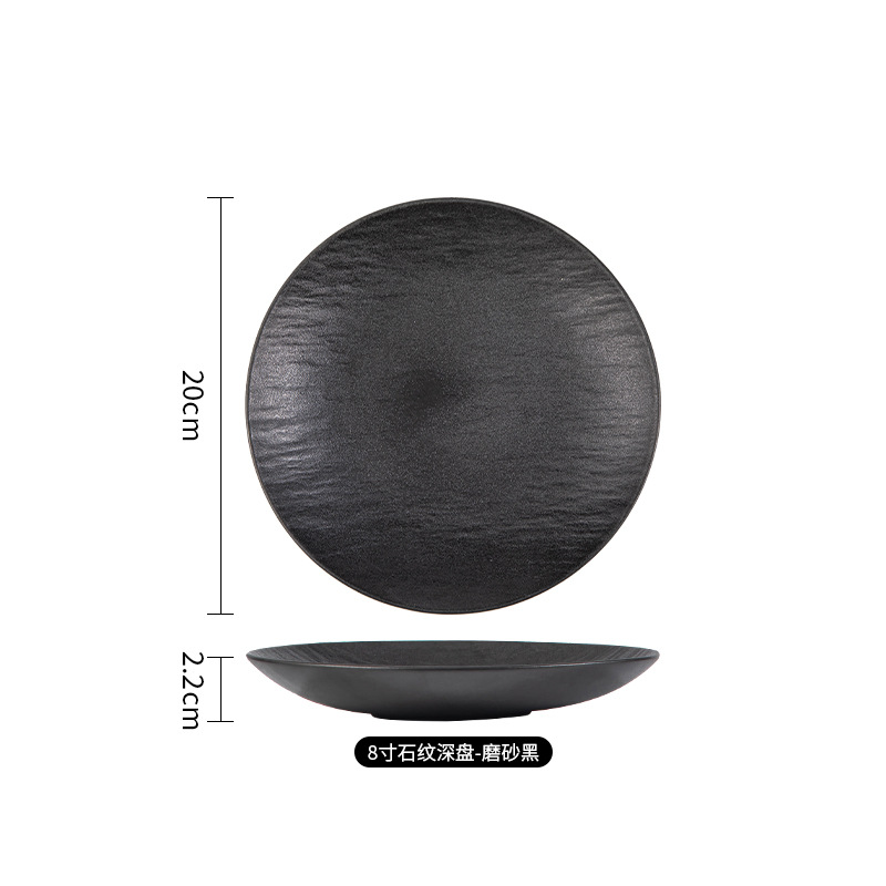 Juego de platos creativos de alta gama en blanco y negro japonés, platos transfronterizos, tazones de cerámica, platos occidentales, platos de fiador, vajillas de cerámica image 58