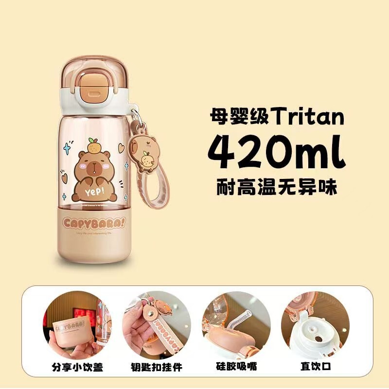 卡皮巴拉tritan儿童水杯2025新款高颜值夏天男女学生便携吸管杯子|undefined