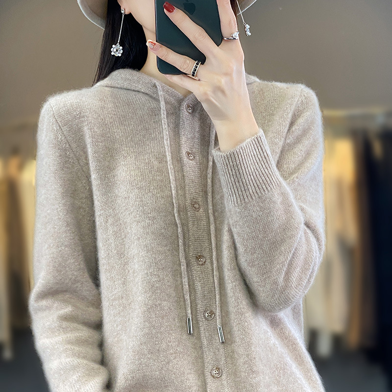 Autumn and winter New hooded cardigan long-sleeved women's hoodie Western style all-match sweater loose outer wear undershirt