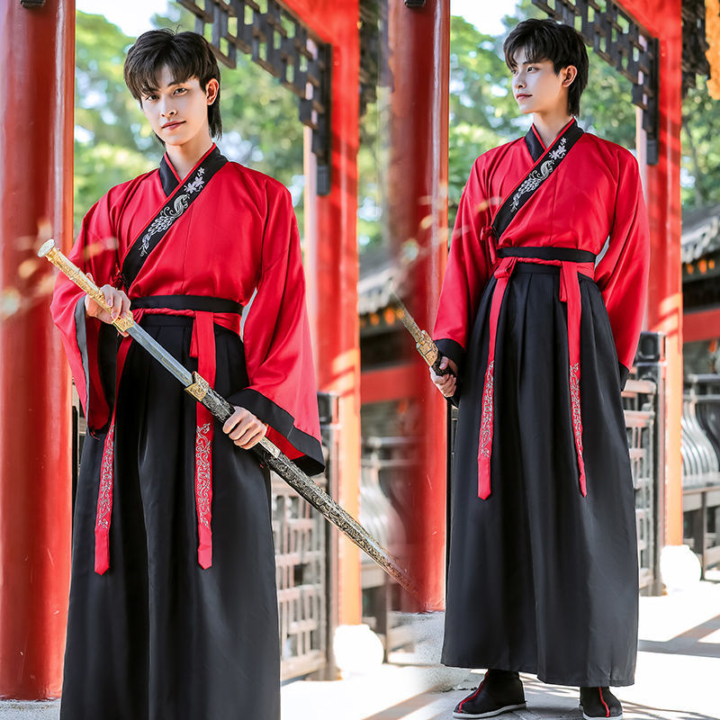 넓은 소매, 레드 탑, 블랙 남성 스타일