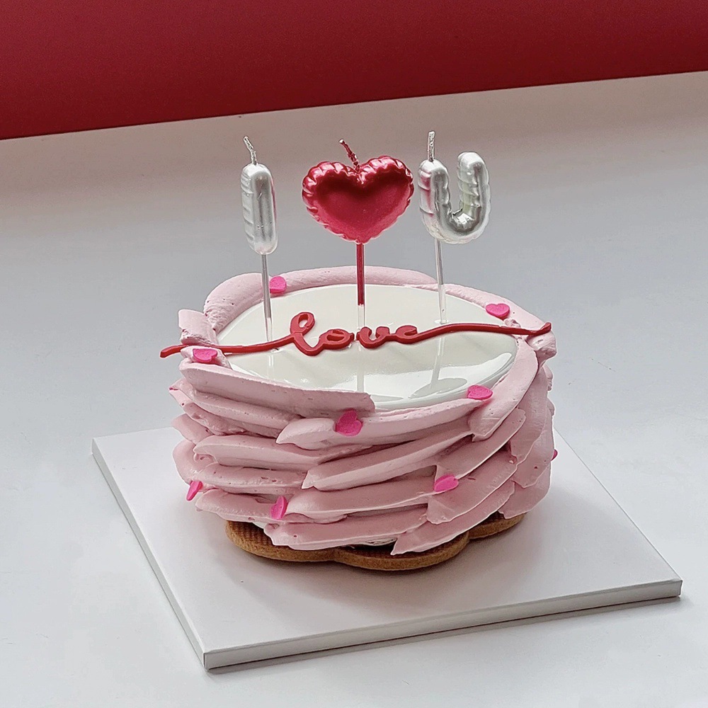 Qixi día de San Valentín pastel horneado decoración I love U I love you confession velas amor perlas de azúcar