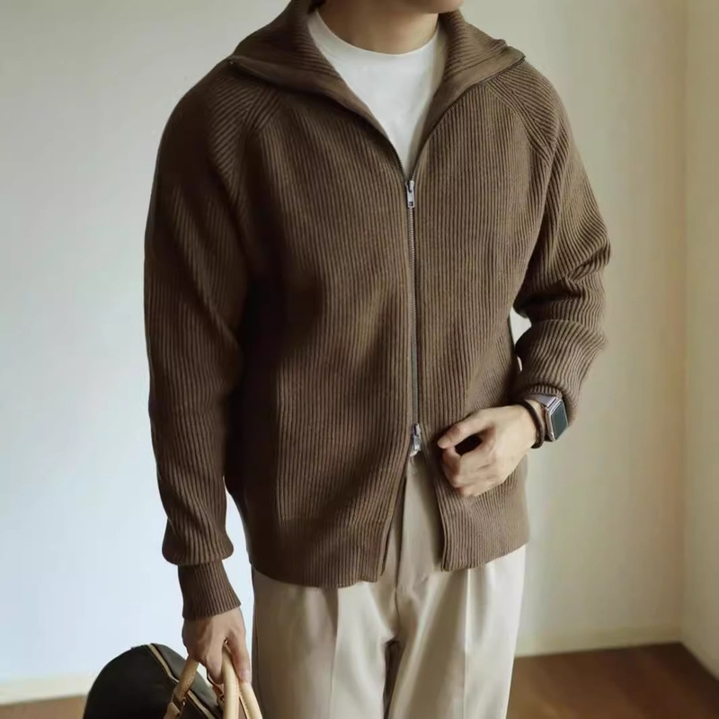 Autumn and Winter Heavy Knitted Zipper Cardigan Jacket Ins Lover's Lazy Loose Casual Collar Sweater Jacket Autumn and Winter Heavy Knitted Zipper Cardigan Jacket Ins Lover's Lazy Loose Casual Collar Sweater Jacket