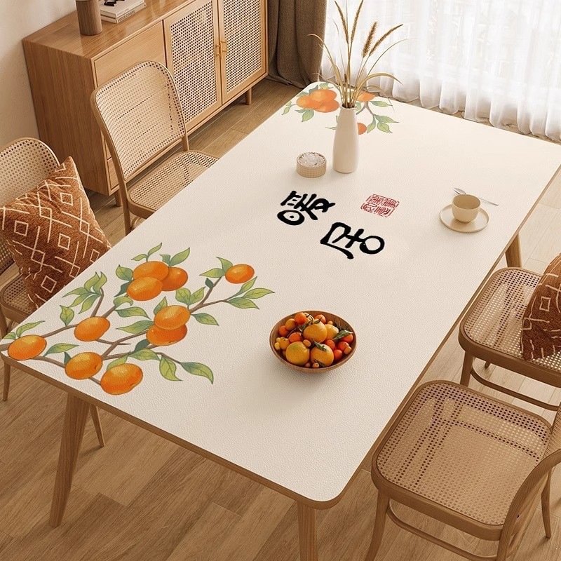 Leather Table Mat, No-Wash, Waterproof, Oil-Proof, Heat-Resistant, Dining Table Mat, Coffee Table Tablecloth, Light Luxury, High-End Feel, Living Room Home Tablecloth