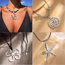 跨境简约海洋风 欧美海螺符号度假沙滩项饰 波西米亚旋涡吊坠项链
