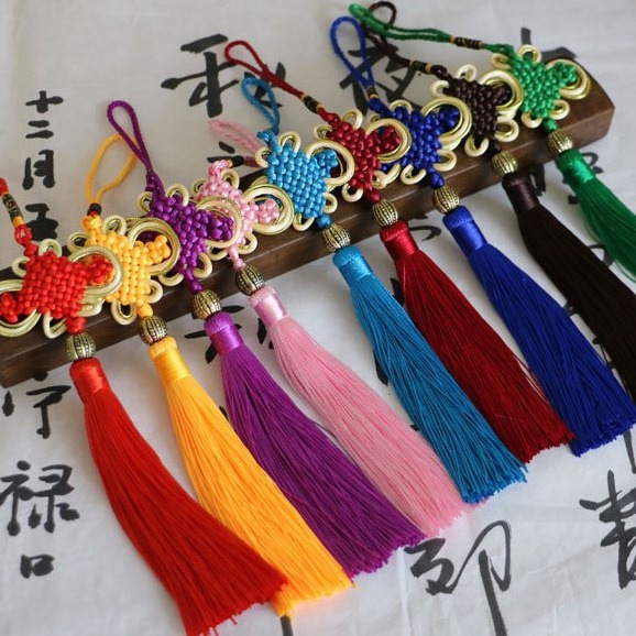 Chinese Knot Pendant with Tassel Phnom Penh 8 Plates Fugui Yiwu Mini Knot Small Wear Beads Overseas Gifts