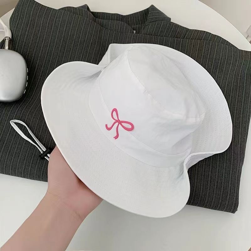 2025 新通気性キャンディーカラー速乾性リボン漁師帽子学生かわいい女の子日焼け止め登山帽子|undefined