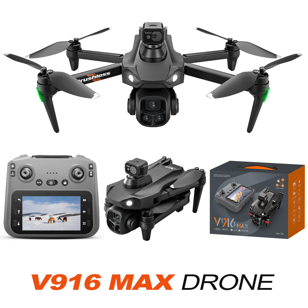 Cross-Border New Product V916Max Brushless Gps Return with Screen High-Definition Aerial Photography Obstacle Avoidance Drone Foreign Trade Remote Control Aircraft