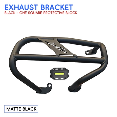 Motorcycle bumper: exhaust pipe bumpers, rear rack - blackenhanced-exhaust-bar-black-protective-block
