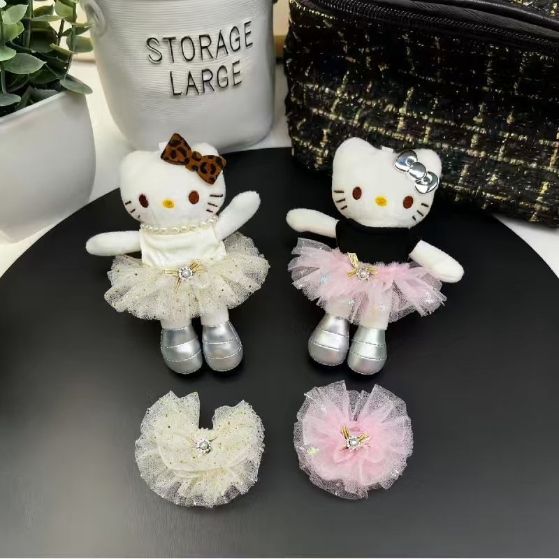 New Long-Legged Kt Cat Black and White Leather Ballet Skirt Dress-Up Hellokitty Plush Doll Doll Clothes Wholesale
