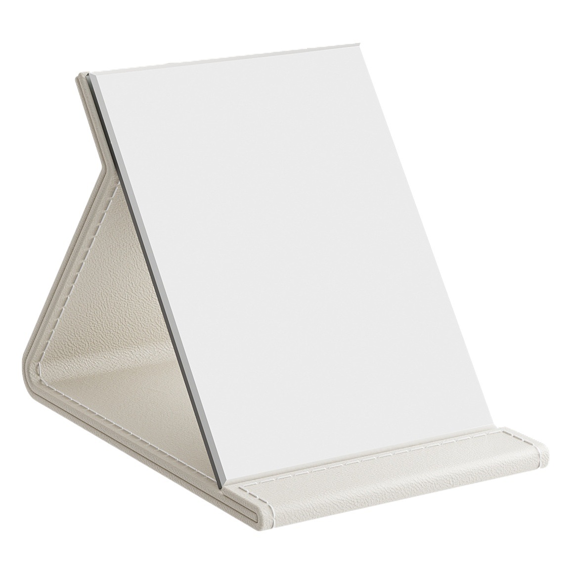 Espejo de maquillaje HD portátil plegable directo de fábrica espejo de escritorio de cuero de PU espejo de escritorio de tamaño pequeño grande y mediano