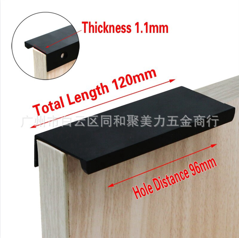 Puerta de armario invisible sin perforaciones mango oculto cajón minimalista moderno mango alargado negro oro plata