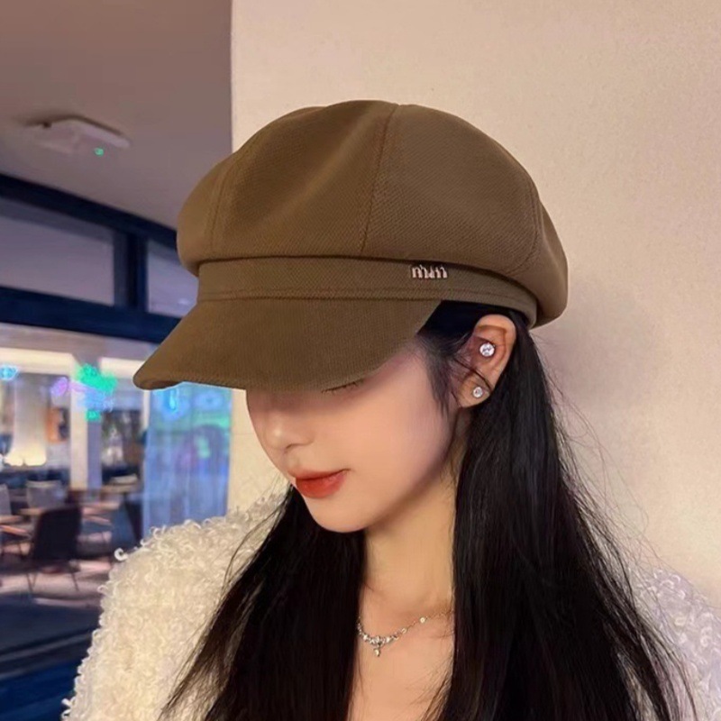 2025新款秋冬季美拉德毛呢报童帽显脸小韩版百搭鸭舌贝雷八角帽女|undefined