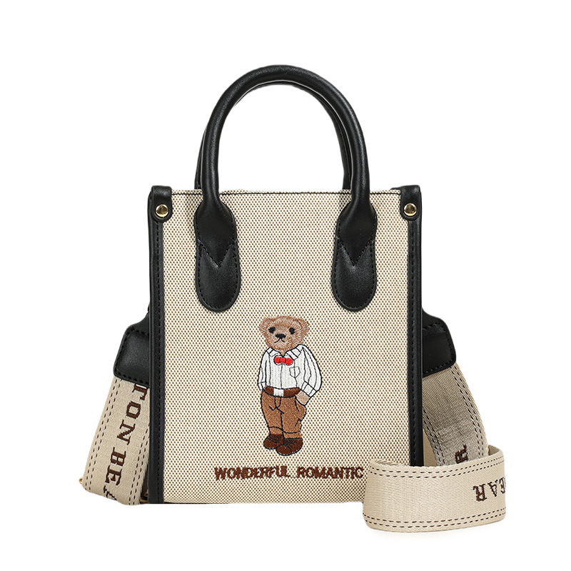 Women's Bags new trend all match handbag embroidered bear casual shoulder messenger bag female_voghion.com