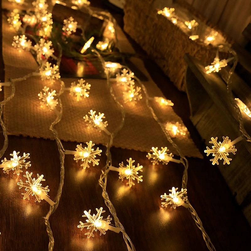 Duofou nueva cadena de lámparas de copo de nieve LED transfronterizas caja de baterías decoración de festividades luces de bodas de colores estrella de Navidad