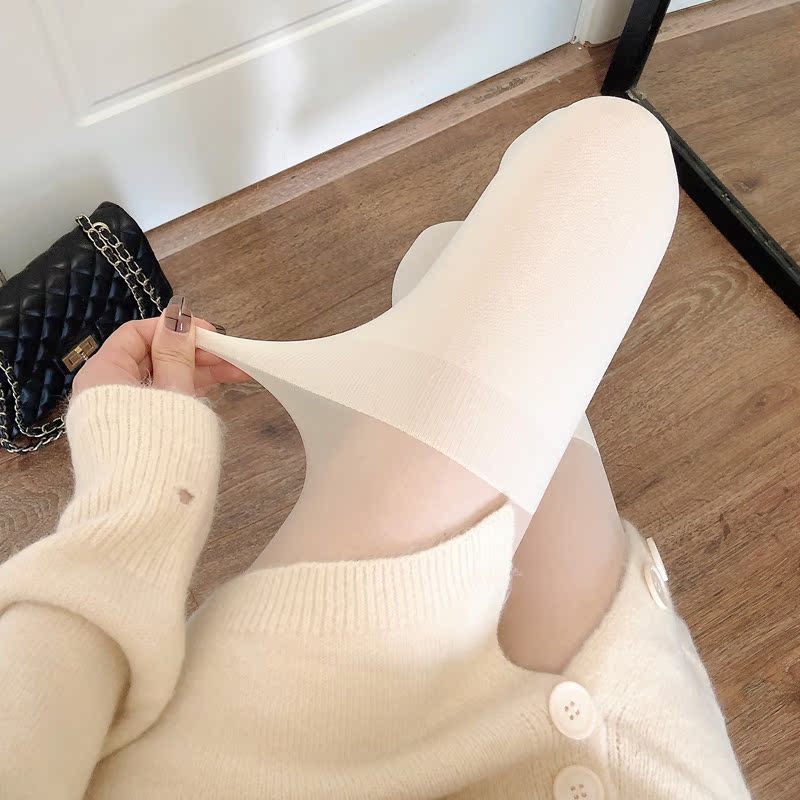 White Silk Women's Thigh-High Stockings Fake High Tube Three-Section Splicing Any Cut Over-The-Knee Leggings Japanese Style Jk White Pantyhose