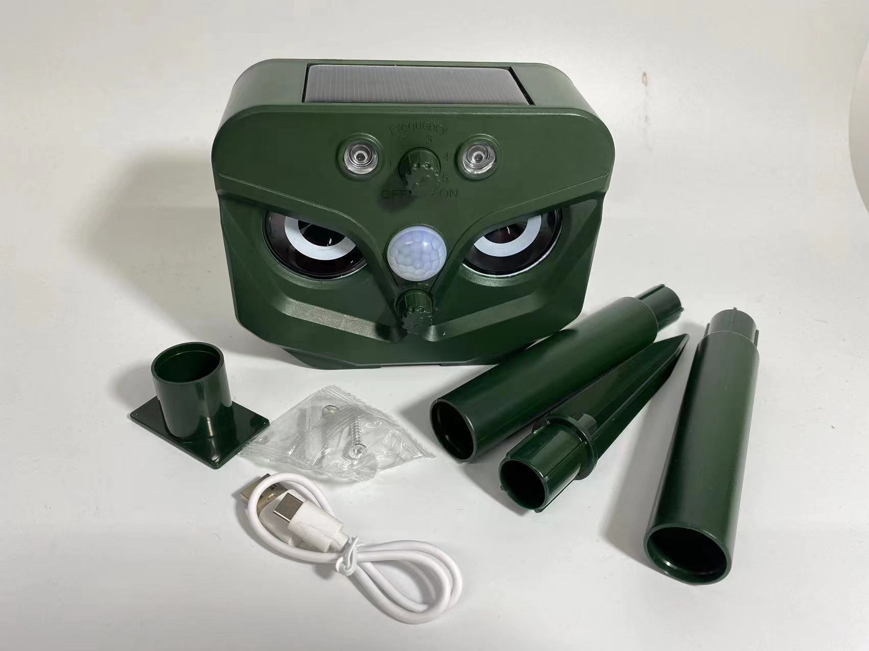 Solar ultrasónico repelente de aves gato salvaje perro serpiente ratón artefacto subterráneo garaje luz infrarroja flash repelente de animales