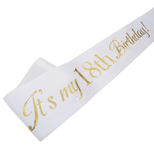 Cross-border birthday party shoulder strap girl 18th birthday happy gathering gold-plated etiquette ribbon photo props makeup dress