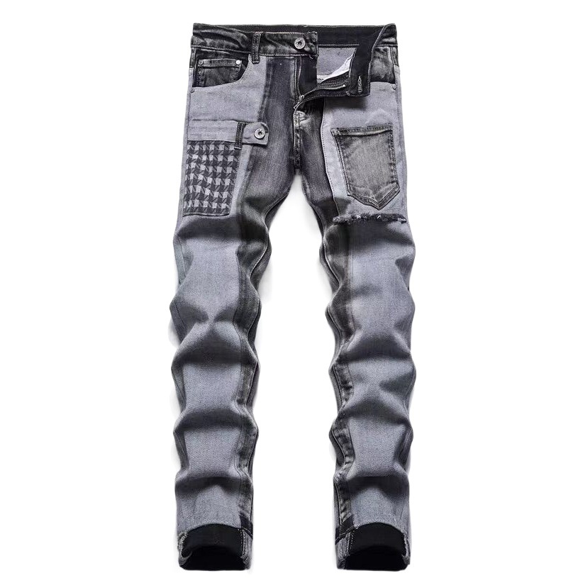 Otoño costura jeans marca de moda de los hombres slim fit skinny stretch pantalones de los hombres del todo-fósforo ropa de trabajo pantalones Casuales