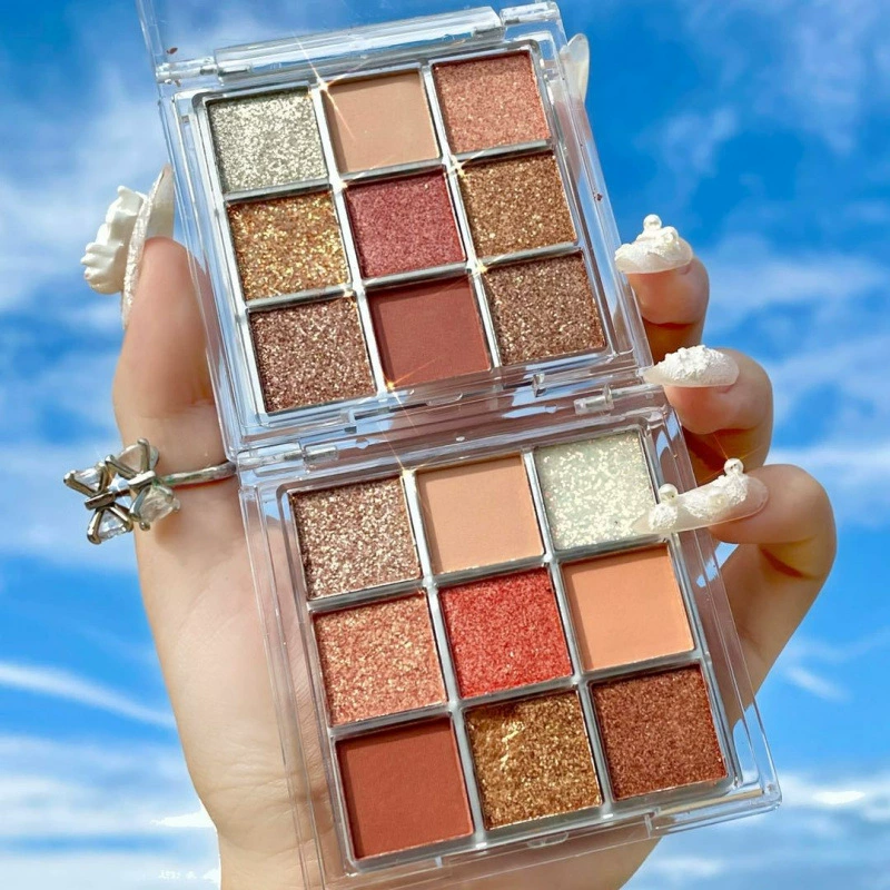 Палетка из девяти цветов акриловая тень для глаз земляной цвет блестки розовый перламутр девятка сетка тени для глаз студент доступная ins супер популярная