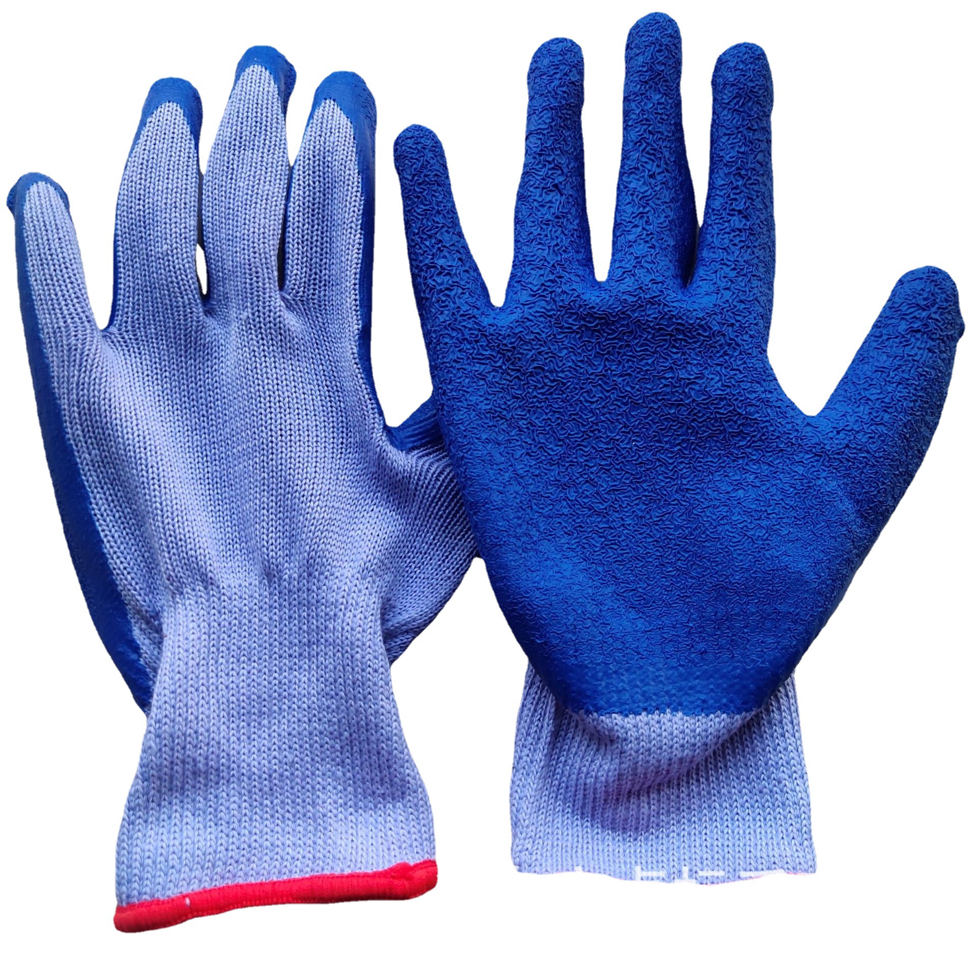 21针乳胶半挂起皱手套防滑耐磨劳保手套厂家直销