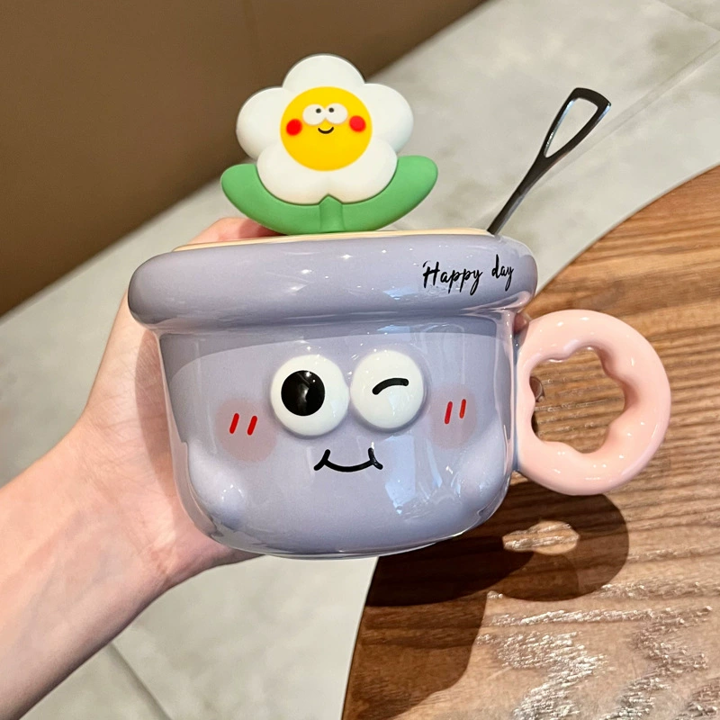 С сосками, милые цветы, керамические чашки с водой, кружки с крышками, подарки на день рождения для девушек, практические сувениры для лучших подруг
