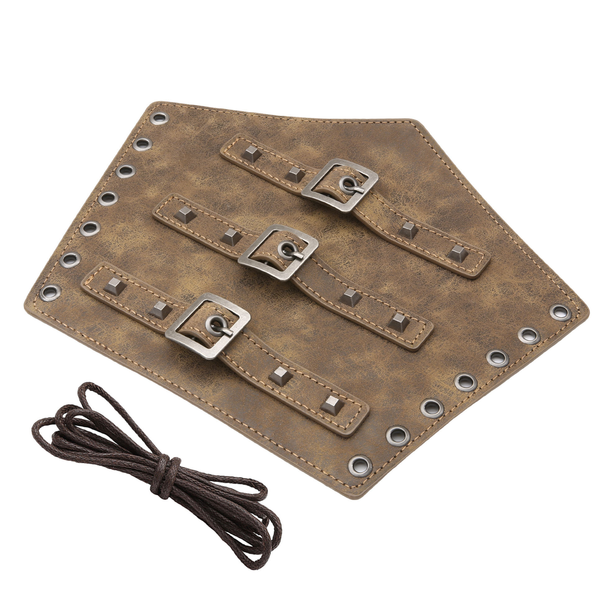 Pulseras exageradas de gran venta de Temu, pulseras con remaches de PU de estilo medieval, protectores de brazos de ciclismo con cuerda encerada personalizada, accesorios de COSPIAY