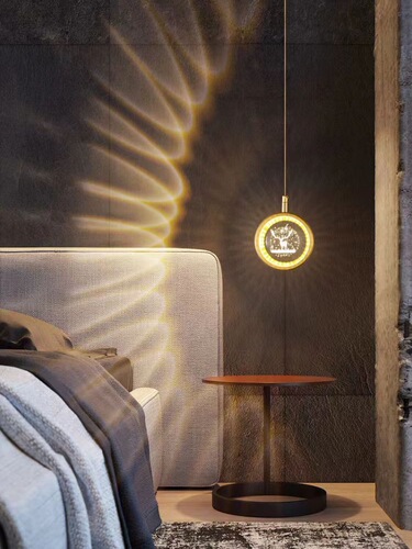 Lightweight luxury bedroom crystal small pendant lamp, living room hallway bar counter background wall decoration fishing line light, internet famous children's lamp