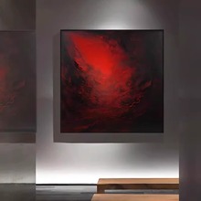 雪川红色抽象小众艺术客餐厅沙发背景墙装饰画电表箱方高级感画画
