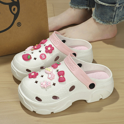 (Оптовые продажи), летние съемные универсальные тапочки в стиле Crocs на платформе, пляжные мюли, подходят для носки на улице, для влюбленных, увеличивают рост