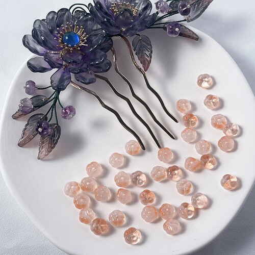 Factory direct supply of glass pumpkin beads, glass loose beads, DIY handmade Hanfu headdress, ancient style hairpin materials
