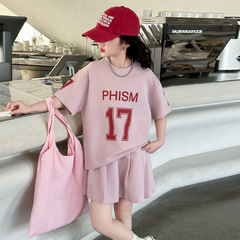 女童運動套裝夏裝2024新款兒童裝時髦洋氣夏季短袖女大童休閒夏款