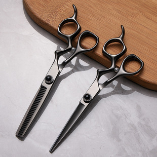 Black Barber scissors hairdressing scissors flat scissors tooth scissors thin scissors household hair clipper hairdresser hair salon special