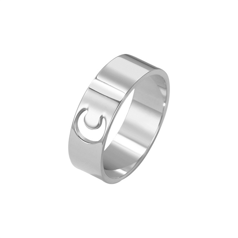Amazon Hot Selling Stainless Steel Jewelry Wholesale Couple AB Peach Heart Cross Moon Titanium Steel Ring diy