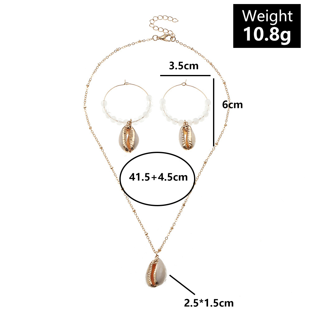 Wholesale Jewelry Shell Pendant Rice Bead Earrings Necklace Set Nihaojewelry display picture 1