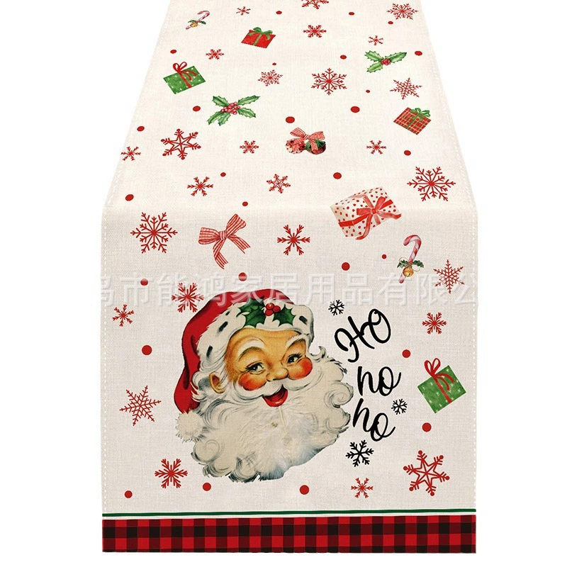 Cross-border hot-selling Christmas table flags, home table decorations, coffee table tablecloths, printed creative Christmas table flags and tablecloths