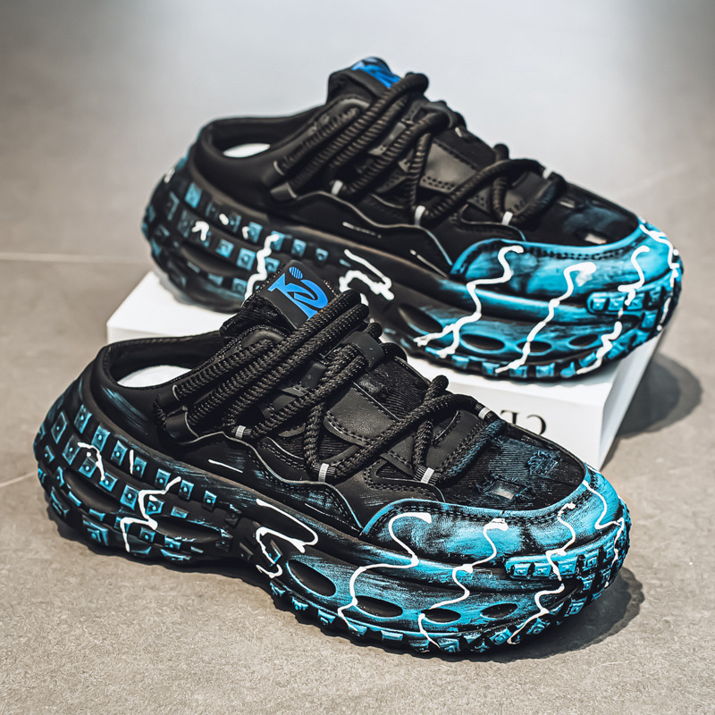 Baotou semi-soporte zapatos de papá verano para hombres nuevos zapatos exteriores personalidad adolescentes zapatos de hombre zapatos casuales de suela gruesa