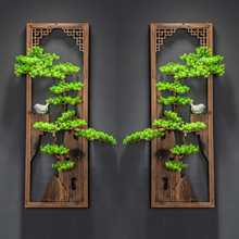 新中式墙壁挂饰办公室玄关餐厅装饰品绿植背景墙茶室铁艺立体壁挂