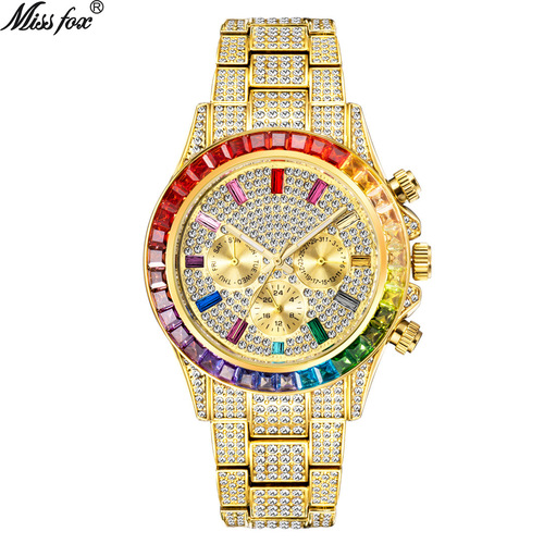 MISSFOX watch European and American big-name fashion high-end Daytona hip-hop starry diamond British men's watch