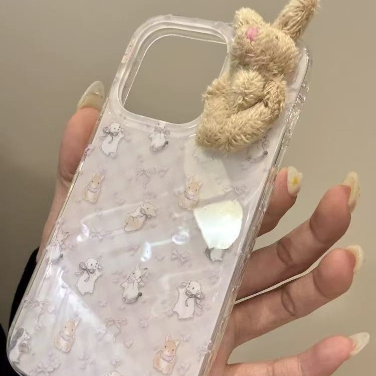 Girl ins bowknot tridimensional conejito para Apple 16ProMax funda para teléfono iphone14/15 nuevo 13
