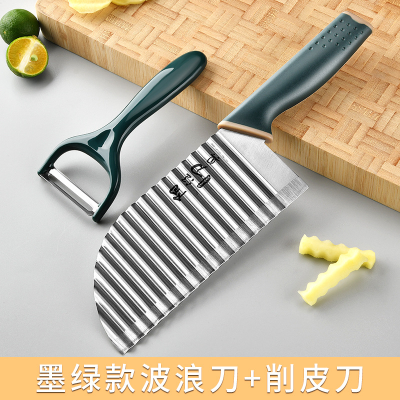 Cuchillo de dientes de lobo espeso cuchillo profundo cuchillo de regalo ondulado multifuncional patata comercial cortar verduras kettle jun