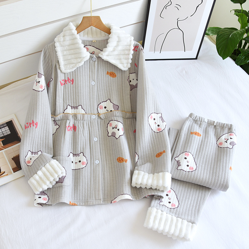 ZFQ灰色子猫-空気層ホワイトカラー月子服