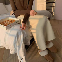 白色软糯针织半身裙女春秋高腰显瘦中长款直筒裙毛呢a字包臀裙
