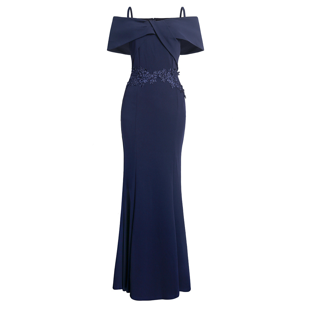 Plus Size Slim one-word shoulder sling Embroidery Haute Couture commuting evening dress NSFH128970