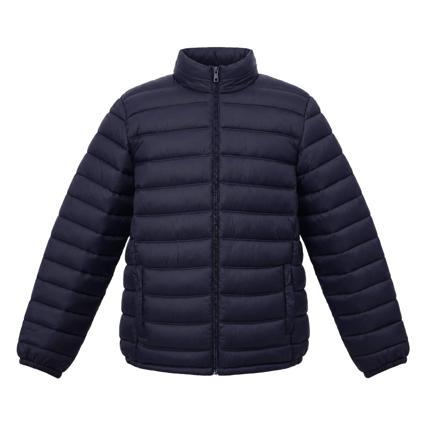 Chaqueta Acolchada Corta con Cuello Alto de Poliéster Térmico Con Cierre de Cremallera para Otoño e Invierno