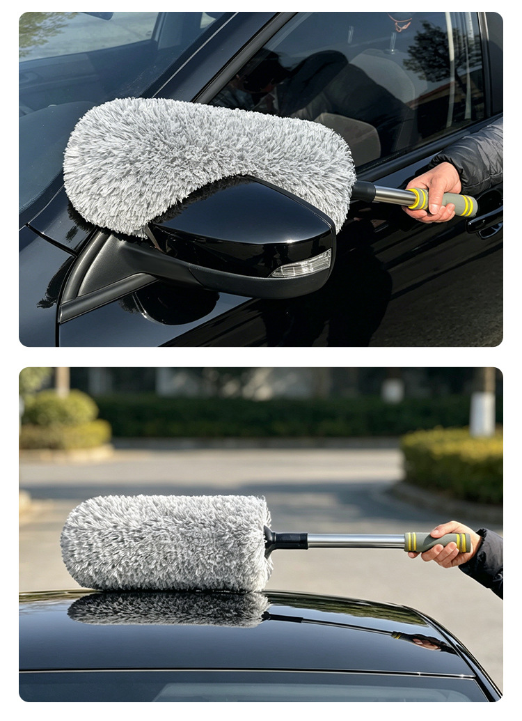 Car Brush, Dust Duster, Extendable Round Dust Removal Mop, Thickened, Non-Shedding, Does Not Damage Car Paint